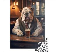 Puzzle en Bois Bouledogue Anglais pour Adultes, 1000 pièces, Jeu de Puzzle intéressant, Jouets éducatifs personnalisés, 1000 pièces (75 x 50 cm)