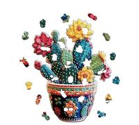 Puzzle en Bois Cactus, Jeu de Réflexion Casse-Tête Végétal en Bois, Art Décoratif Créatif pour Thanksgiving Et Fêtes Amicales, Cadeau pour Famille Amis Adolescents et Amoureux