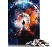 Puzzle en Bois carré créatif de 1 000 pièces, Silhouette dans Un Tunnel futuriste, Jeu éducatif pour Adultes, Jouet de défi, 1 000 pièces (75 x 50 cm)