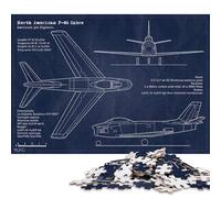 Puzzle en Bois carré créatif de 1000 pièces F86 Sabre Blueprint pour Adultes, Jeu éducatif et Stimulant, 1000 pièces (75 x 50 cm)