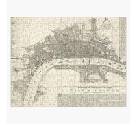 Puzzle en bois Carte ancienne du Grand Incendie de Londres (1666) 300 pièces 38x26 cm jouet décoration mura