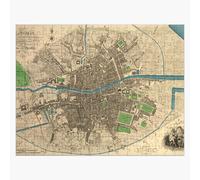 Puzzle en bois Carte de Dublin. Carte ancienne colorisée et restaurée. 300 pièces 38x26 cm jouet décoration mu