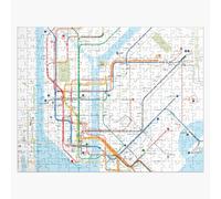 Puzzle en bois Carte des transports en commun de New York 300 pièces 38x26 cm jouet décoration mura