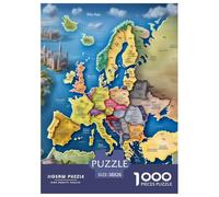 Puzzle en Bois Carte Politique de l'europe Enfant Décoration Intérieure Divertissement Créatif Géographie De 1000 Pièces Décoration Murale Adultes Et Enfants 38x26cm/1000pcs