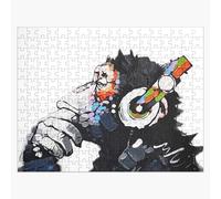 Puzzle en bois Casque DJ Funky Monkey de Banksy, graffiti, street art 300 pièces 38x26 cm jouet décoration mura