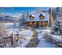 Puzzle en Bois « Chalet d'hiver », 1000 pièces pour Adultes, scène de Maison de Campagne enneigée