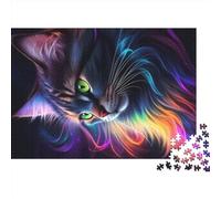 Puzzle en Bois Charmant Chat Noir 1000 pièces - Rectangulaire Créatif pour Adultes (75x50cm)