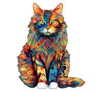 Puzzle en bois Chat | Puzzles en forme d'animaux | Puzzle en bois de haute qualité avec motifs détaillés, idéal pour le développement cognitif et la détente des enfants et adultes