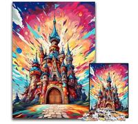 Puzzle en Bois Château coloré pour Adultes, 1 000 pièces, Jeu de décoration Stimulant pour Le Cerveau, Jouet interactif Familial, 50x75cm / 19,68x29,52 Pouces