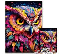 Puzzle en Bois « Chouette Rose » 1 000 pièces pour Adultes, idéal pour la décoration intérieure, l'entraînement cérébral et Les Cadeaux de Noël 50 x 75 cm.