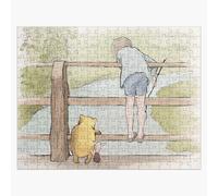 Puzzle en bois Christopher Robin Winnie l'ourson et Porcinet sur le pont 300 pièces 38x26 cm jouet décoration mura