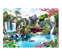 Puzzle en Bois Chutes d eau dans un jardin japonais