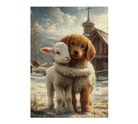 Puzzle en Bois Classique Winter Farm Friends pour Adultes, 300 PCS