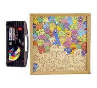 Puzzle En Bois - Collection D'œuvres D'art En Bois Artisanaux, Création D'assemblages Logiques Stimulants, Panneau De Construction Pour La Coordination De Modèles Visuels, Arrangement Décoratif Pour