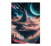 Puzzle en Bois Coloré Celestial Castle Realms pour Adultes, 300 PCS