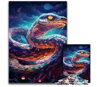 Puzzle en Bois coloré de 1 000 pièces représentant Un Serpent pour Adultes, idéal pour Les Amoureux, idéal pour Noël, Le Nouvel an ou la Saint-Valentin 50x75cm/19,68x29,52 Pouces.