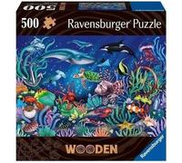 Puzzle en bois coloré Monde marin 500 pièces robustes et naturelles dont 40 fantaisies en bois, qualité premium - Pour enfants