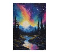 Puzzle en Bois Coloré Mountain Sunfall pour Adultes, 300 PCS