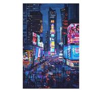 Puzzle en Bois Coloré NYC Time Square Pixel Art pour Adultes, 1000 PCS