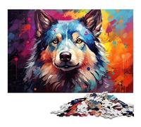 Puzzle en Bois coloré pour Adultes 1 000 pièces Motif Husky Cadeau Amusant 75 x 50 cm