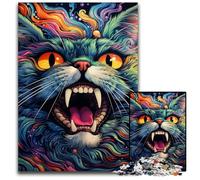 Puzzle en Bois coloré représentant Un Chat, 1 000 pièces, idéal pour décorer et stimuler Le Cerveau, 50x75cm / 19,68x29,52 Pouces