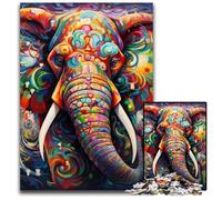 Puzzle en Bois coloré représentant Un éléphant, 1 000 pièces, idéal pour décorer la Maison ou Le Bureau, idéal comme Cadeau de Noël, 50x75cm / 19,68x29,52 Pouces