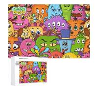 Puzzle en Bois Colorful Cartoon Monsters Collection-2 pour Adultes, Format 1000 PCS