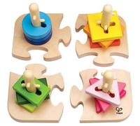 HaPe International – Puzzle en bois créatif E0411 – Boutons à empiler dorés pour enfants