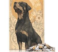 Puzzle en Bois créatif de 1000 pièces représentant Un Portrait de Rottweiler Art Nouveau, pour Adultes et Adolescents. Jeu Stimulant. 1000 pièces (75 x 50 cm).