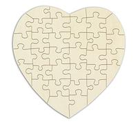 Puzzle en Bois cœur à Peindre et à Modeler - 34 pièces, ca. 20 x 20 cm - prêt à décorer, Puzzle Vierge, Puzzle Blanc, en Bois empilé en Forme de cœur