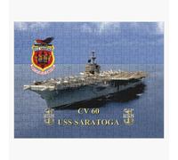 Puzzle en bois CV-60 USS Saratoga 300 pièces 38x26 cm jouet décoration mura