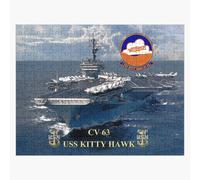Puzzle en bois CV-63 USS Kitty Hawk 300 pièces 38x26 cm jouet décoration mura