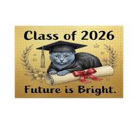Puzzle en bois de 1 000 pièces avec motif chat bleu russe félicitations pour adultes, diplôme de remise de diplôme, décorations de classe 2026 pour divertissement à domicile