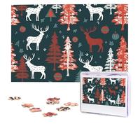 Puzzle en bois de 1 000 pièces - Motif vache et cerf - Arbre de Noël - Puzzle photo personnalisé pour adulte - Puzzle stimulant pour cadeau de famille et de mariage