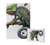 Puzzle en bois de 1 000 pièces pour adultes et familles - Impression caméléon écouter de la musique - Œuvre d'art pour soirées de jeu, décoration d'intérieur, soulagement du stress et entraînement