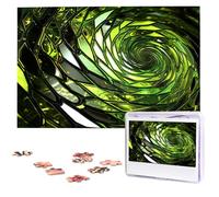 Puzzle en bois de 1 000 pièces - Puzzle photo de serpent vert abstrait - Puzzle photo personnalisé pour adulte - Casse-tête stimulant pour cadeau de famille et de mariage