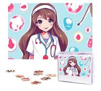 Puzzle en bois de 1 000 pièces - Puzzle photo d'infirmière mignonne - Puzzle à images personnalisées pour adultes - Casse-tête stimulant pour cadeau de famille et de mariage