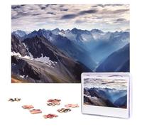 Puzzle en bois de 1 000 pièces - Puzzle photo panoramique des Alpes - Puzzle à images personnalisées pour adultes - Casse-tête stimulant pour cadeau de famille et de mariage