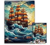 Puzzle en Bois de 1 000 pièces représentant Un Bateau Pirate de la Galaxie, idéal pour décorer et stimuler Le Cerveau, 50x75cm / 19,68x29,52 Pouces