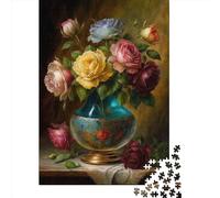 Puzzle en bois de 1000 pièces avec des fleurs impressionnantes pour adultes, difficile à battre, idéal pour la veille de Noël, 1000 pièces (75 x 50 cm)