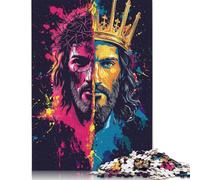 Puzzle en bois de 1000 pièces avec motif chrétien de Jésus, puzzle créatif rectangulaire pour grandes familles, œuvre d'art pour adultes et adolescents (75 x 50 cm)