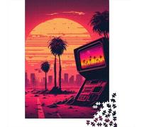 Puzzle en bois de 1000 pièces d'art néon pour adultes, difficile à résoudre, idéal pour la veille de Noël, 1000 pièces (75 x 50 cm)