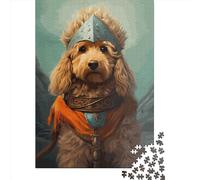 Puzzle en Bois de 1000 pièces Goldendoodle Viking - Activité familiale - Cadeau de Noël - 1000 pièces (75 x 50 cm)