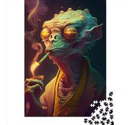 Puzzle en Bois de 1000 Pièces Lézard Fumant de Science-Fiction pour Adultes et Adolescents (38x26cm)