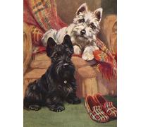 Puzzle en Bois de 1000 Pièces PEKNUX Scottish Terrier Westie Et Chaussons Chien Puzzles en Bois pour Adultes Puzzles Jouets Cadeau Famille