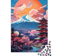 Puzzle en Bois de 1000 pièces pour Adultes, Art coloré, Japon, Mont Fuji, Jeu Familial, Cadeau pour Un ami, 1000 pièces (75 x 50 cm)