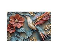 Puzzle en bois de 1000 pièces pour adultes - Chrysanthèmes et colibris - Cadeaux pour adultes - Décoration d'intérieur