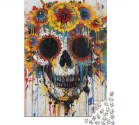 Puzzle en bois de 1000 pièces pour adultes et adolescents, motif crâne, idéal pour l'apprentissage et l'éducation (75 x 50 cm).
