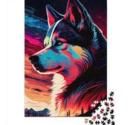 Puzzle en bois de 1000 pièces pour adultes et adolescents, motif Husky, idéal pour l'apprentissage et l'éducation (75 x 50 cm).