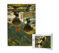 Puzzle en bois de 1000 pièces pour adultes et familles - Canard nageant sous l'eau - Puzzle d'art pour soirées de jeu, décoration d'intérieur, soulagement du stress et entraînement cérébral